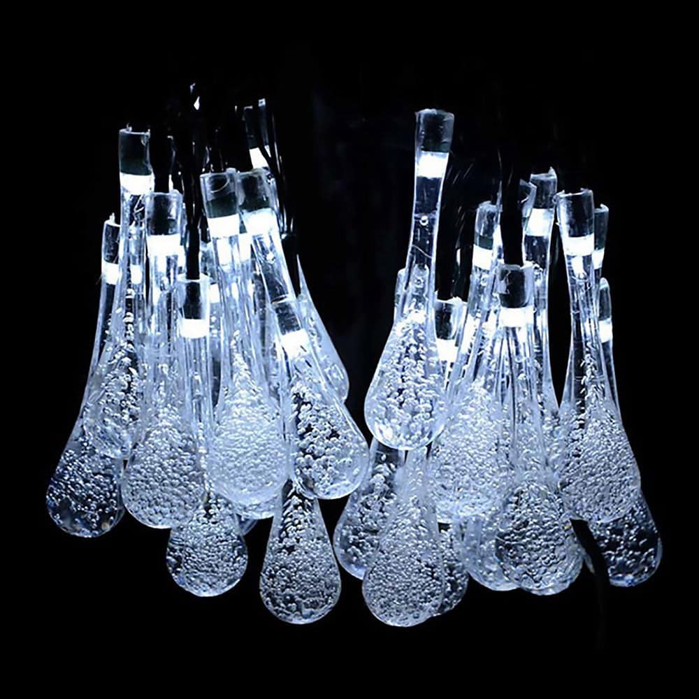 Solar String Lights White 20 Bubble Drops
