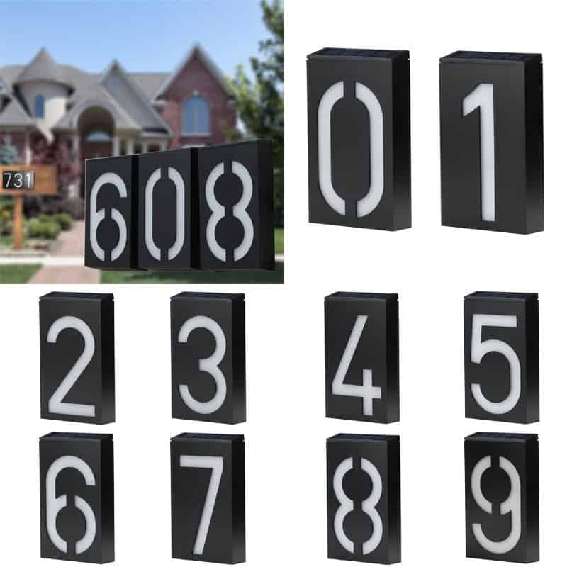 Decorative Outdoor Solar Lights Black House Number Plate