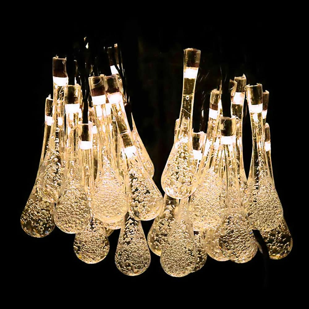 Solar String Lights Yellow 20 Bubble Drops