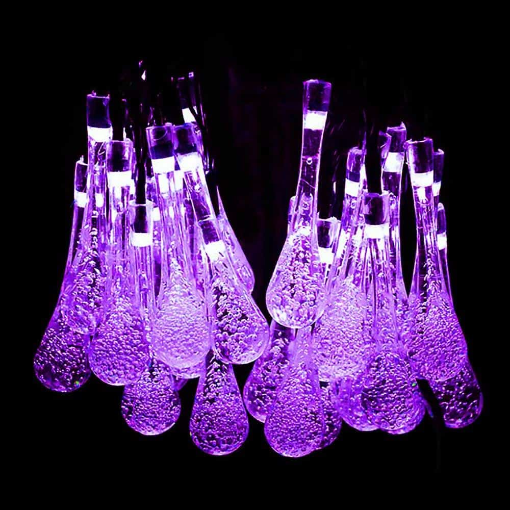 Solar String Lights Purple 20 Bubble Drops