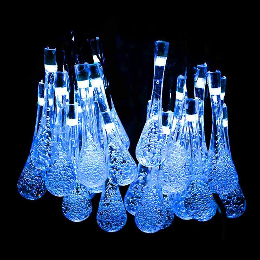 Solar String Lights Blue 20 Bubble Drops