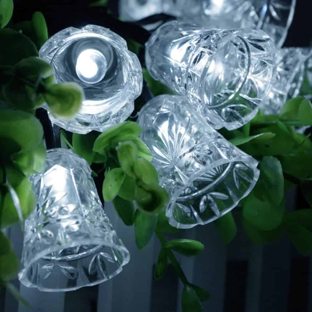 Solar String Lights 20 White Christmas Bells