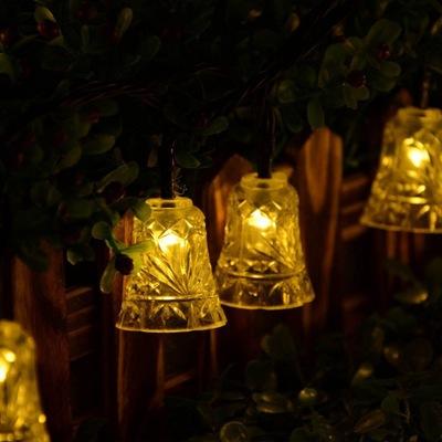 Solar String Lights 50 Yellow Christmas Bells