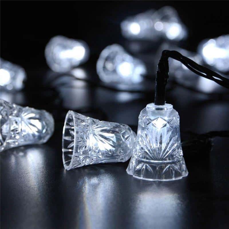 Solar String Lights 30 White Christmas Bells