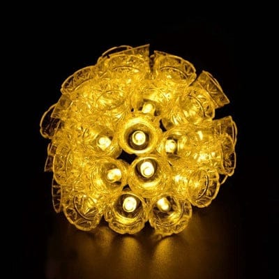 Solar String Lights 20 Yellow Christmas Bells