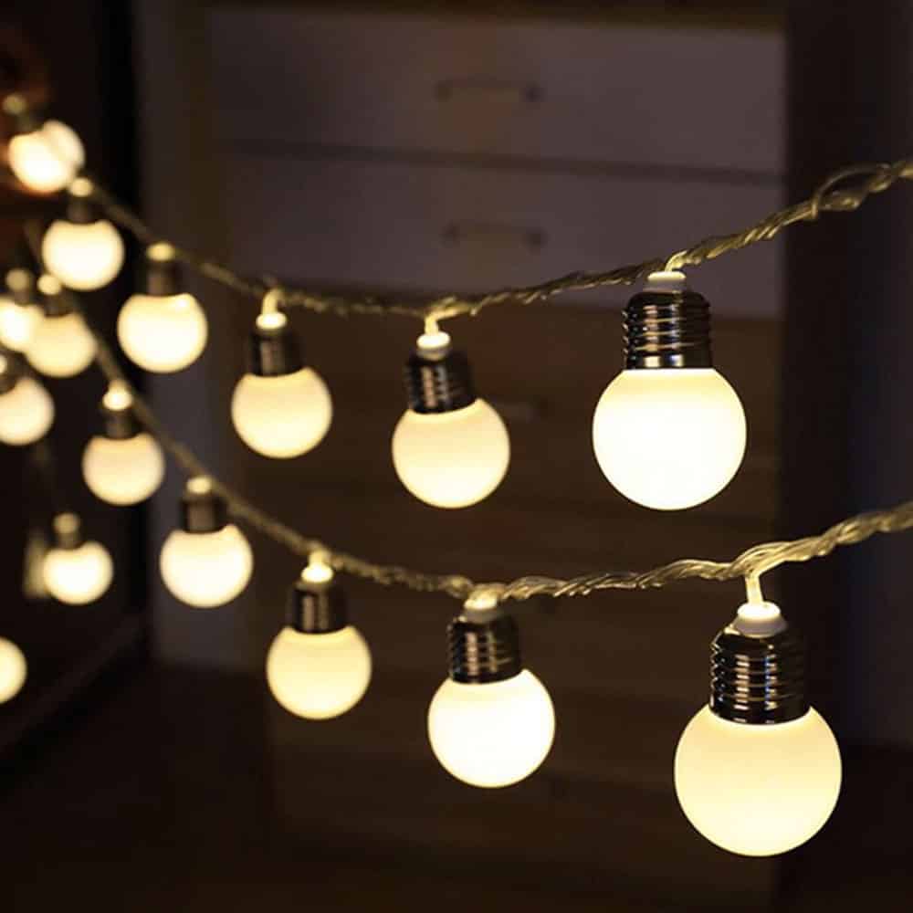 Solar String Lights Bulb 10 White Festoon Bulbs
