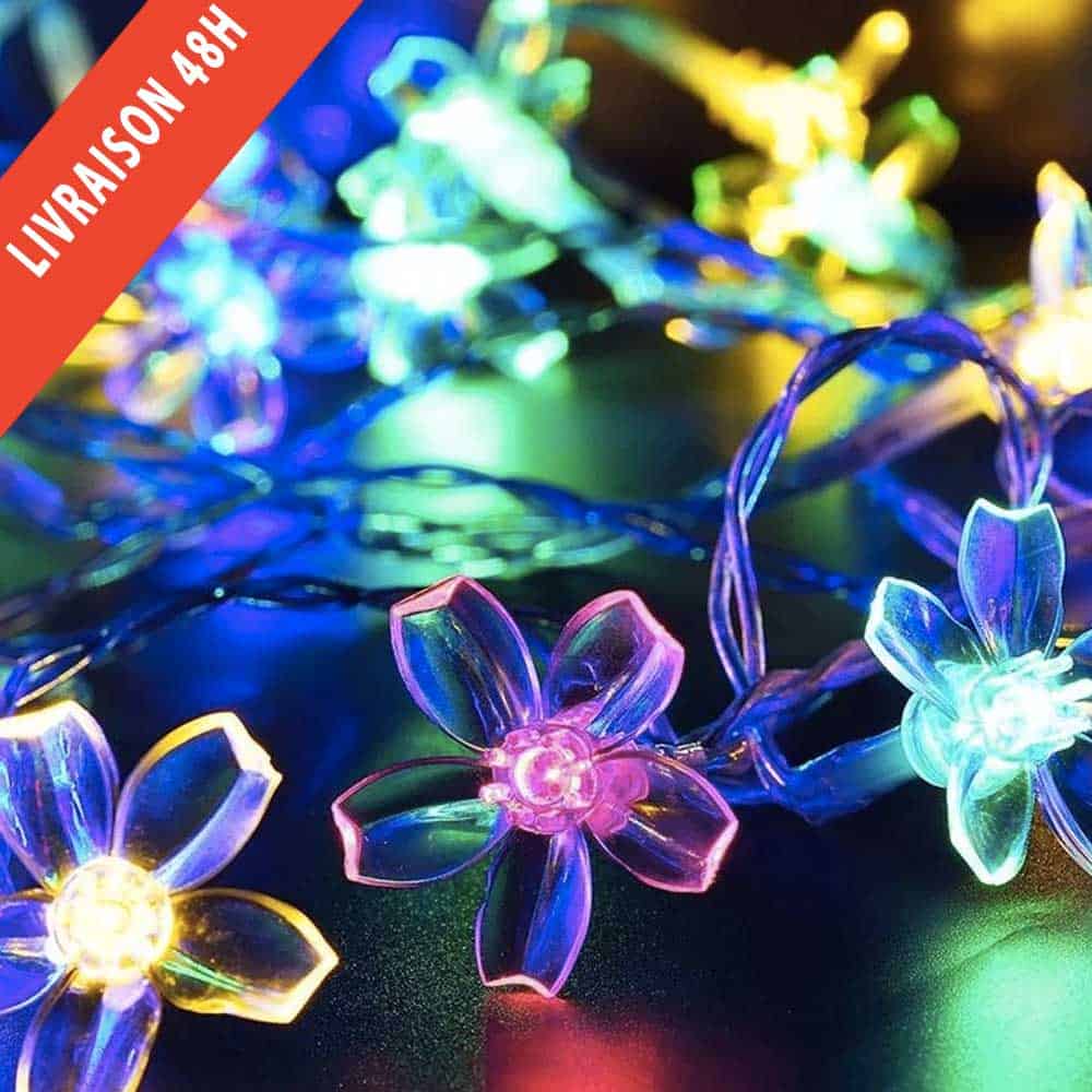 Solar String Lights 50 Multicolor Peach Flower
