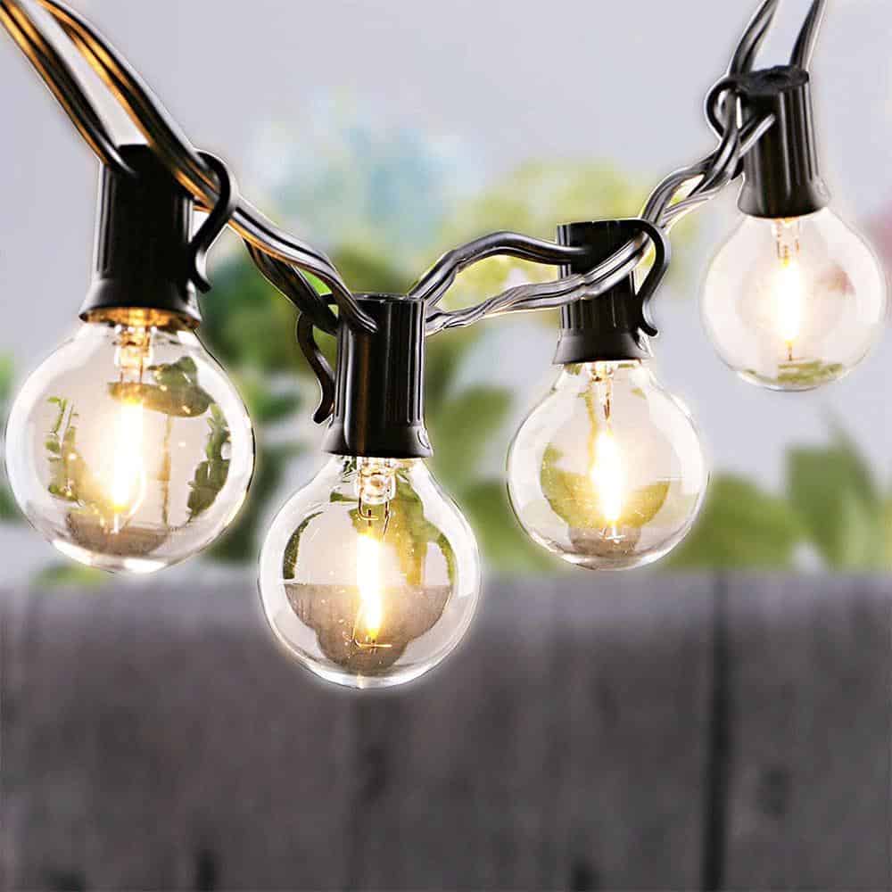 Solar String Lights 25 Led G40 Bulbs
