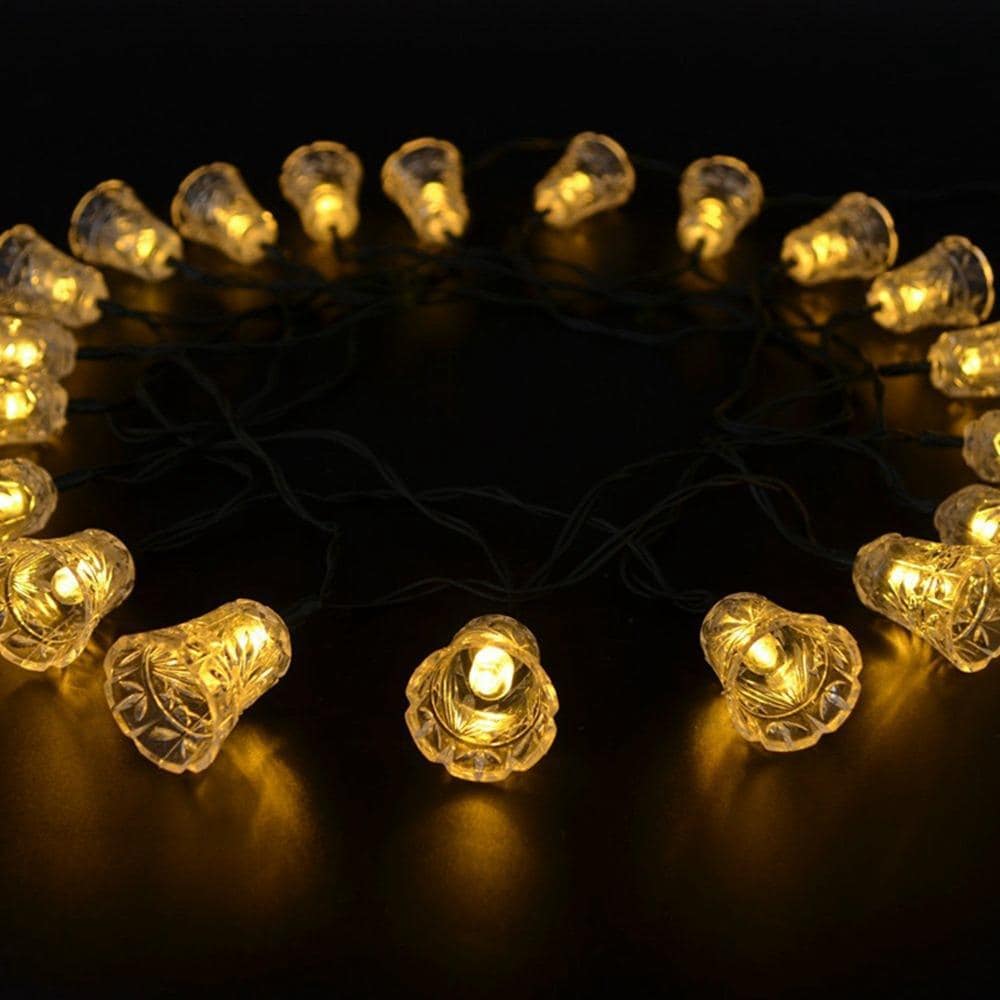 Solar String Lights 30 Yellow Christmas Bells