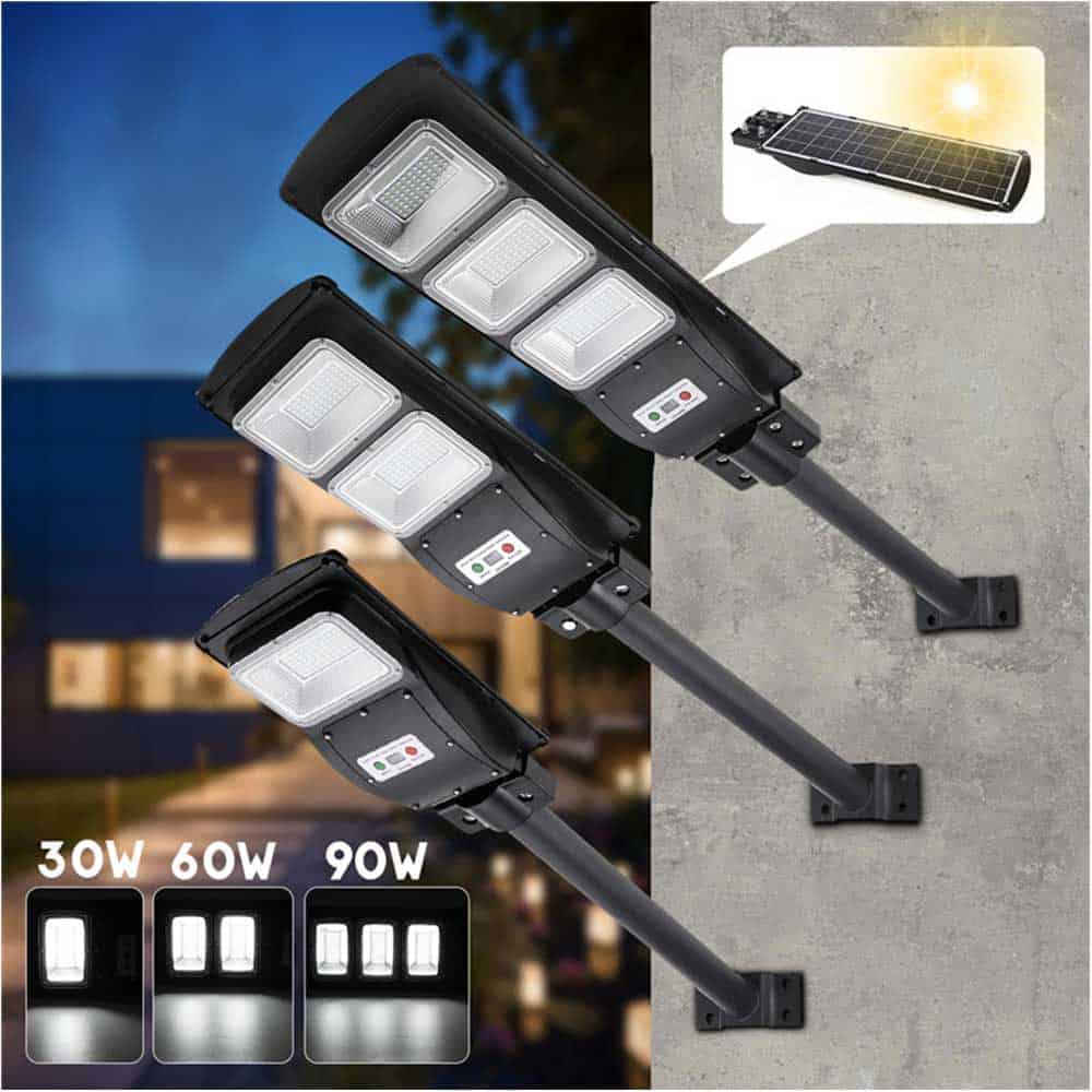 Outdoor Solar Lamp Post Triple Led Spot 30/60/90 Watt