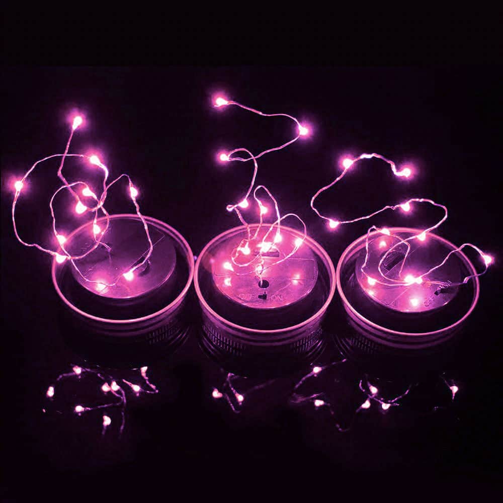 Mason Jars With Solar Lights Solar 10 Led Pink, Green, Red