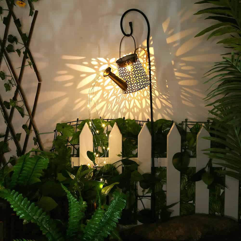 Solar Watering Can Metal Openwork Wrought Iron