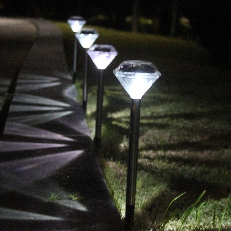 Solar Path Lighting Outdoor "Diamond Stake In Stainless Steel" (10 Pcs)