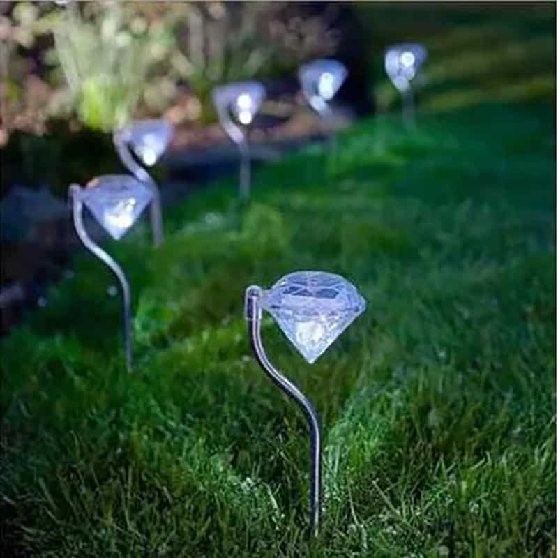 Solar Path Lighting Outdoor "Mini Diamond Stake In Stainless Steel" (4 Pcs)