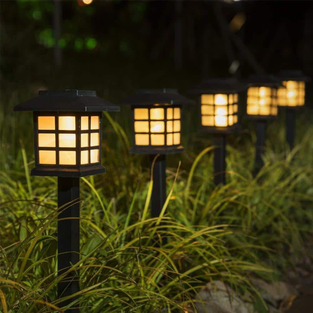 Solar Garden Path Lights "Retro Yellow In Black"