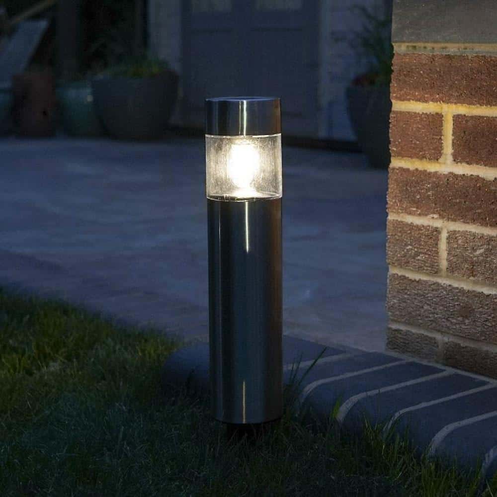 Solar Path Lights Outdoor "Silver Stainless Steel Stake"