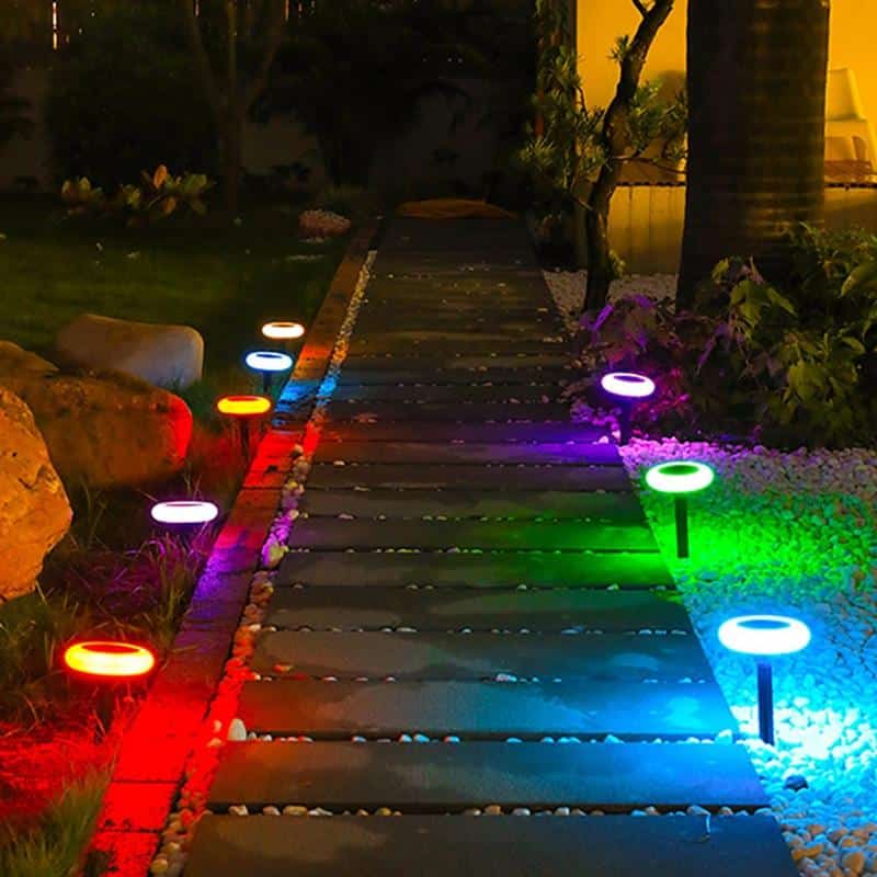 Solar Path Lights Outdoor Multicolor Stake Light (2 Pcs)