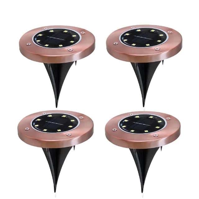 Solar Path Lights Outdoor "Copper Color Garden Stake" 8 Led (Stainless Steel)