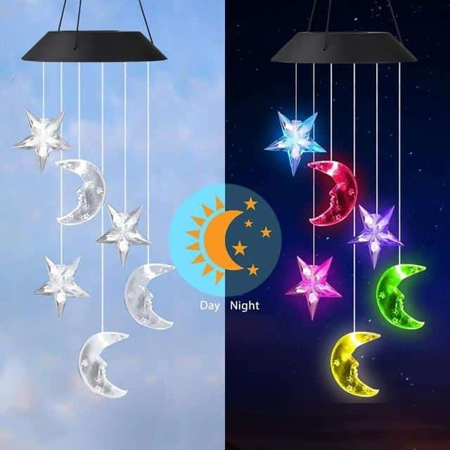 Solar Wind Chimes Star And Moon