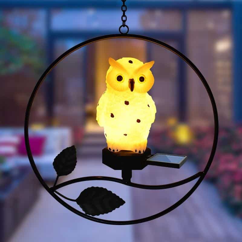 Animal Solar Lights White Hanging Owl