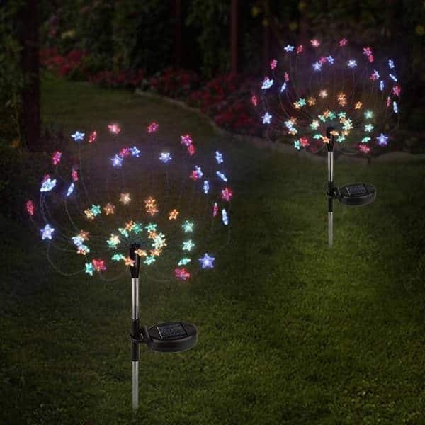 Solar Powered Light Stakes Garden "Starry Fireworks" (2Pcs)