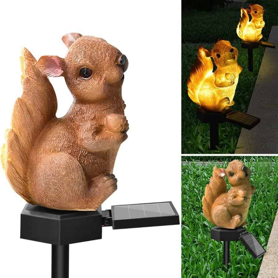 Solar Powered Animal Lights Brun Squirrel Stake