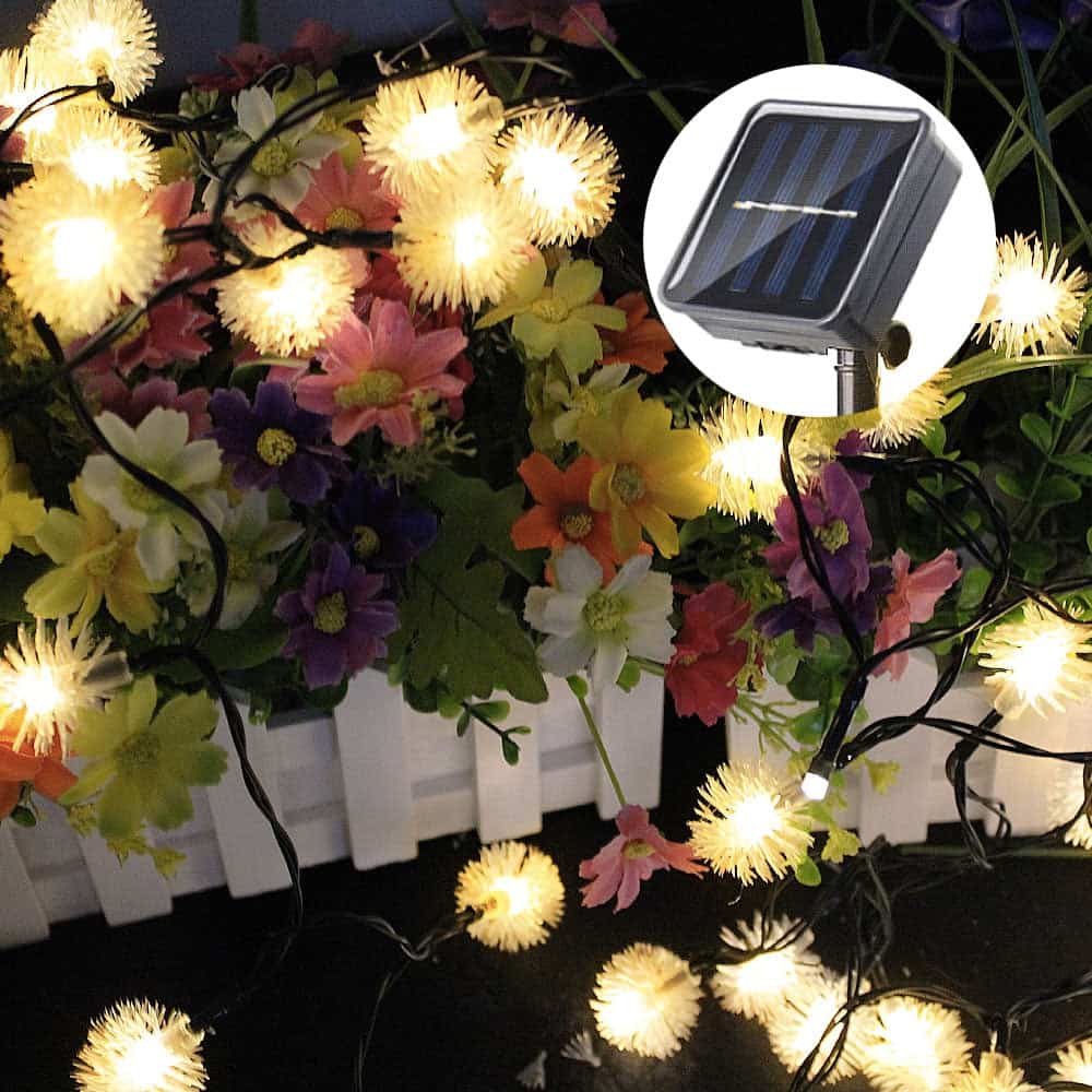 Solar String Lights Yellow Snowball