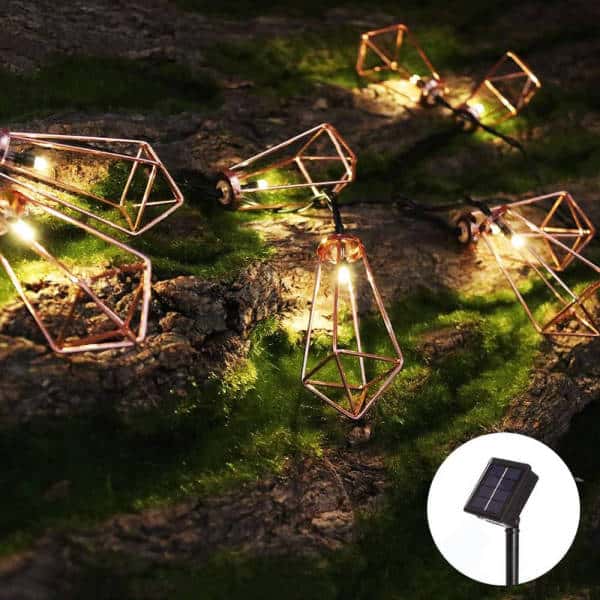 Solar String Lights Garden Copper Tube 50 Led