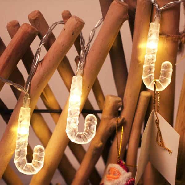 Solar Strings Of Lights Luminous Candy Cane