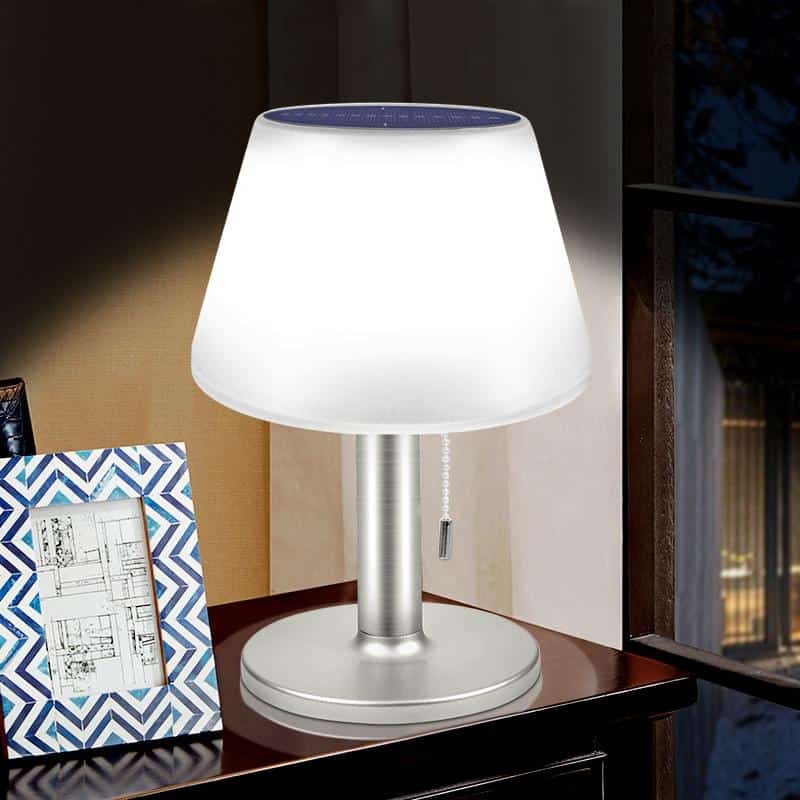 Solar Light Table "Design In White And Stainless Steel"