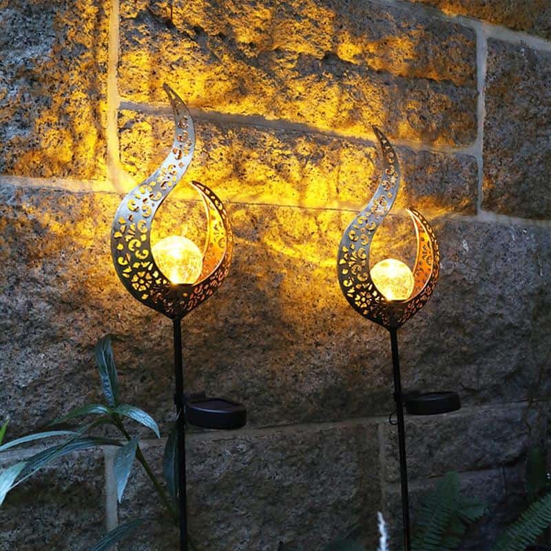 Solar Light Stakes Garden "Moon And Flame"