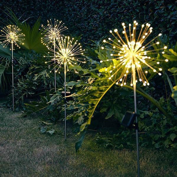 Solar Stake Lights Garden Yellow Firework