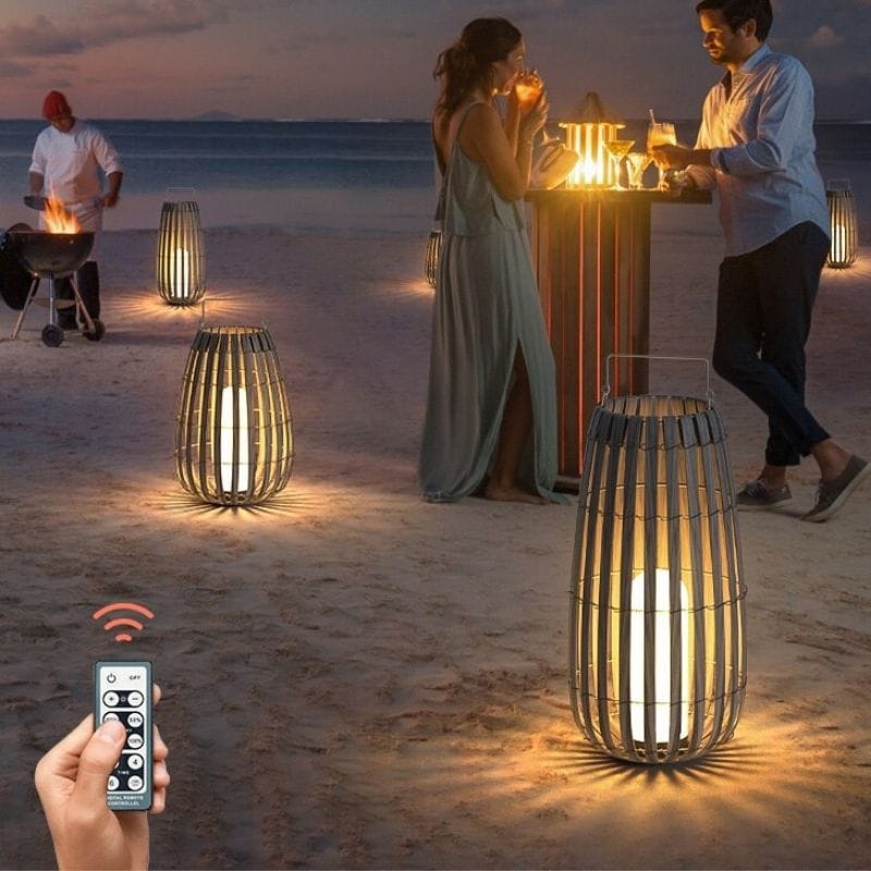 Solar Lights Outdoor Design Luxury Banboo Lantern
