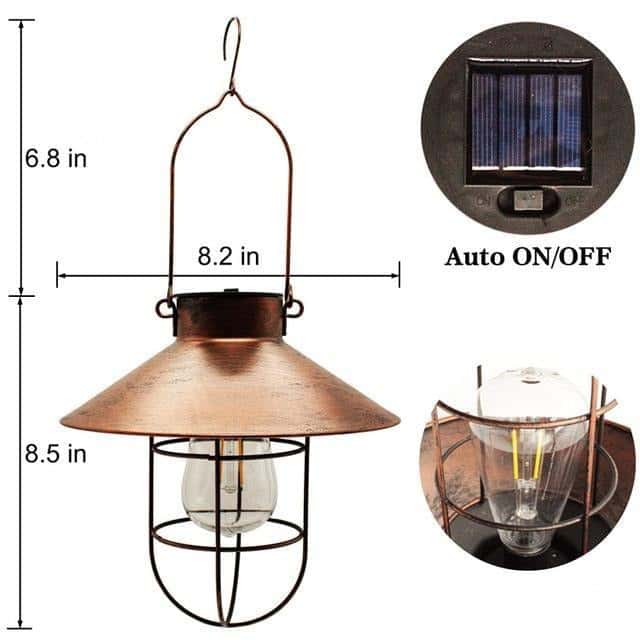 Solar Lantern Outdoor Garden Hanging "Copper Design"