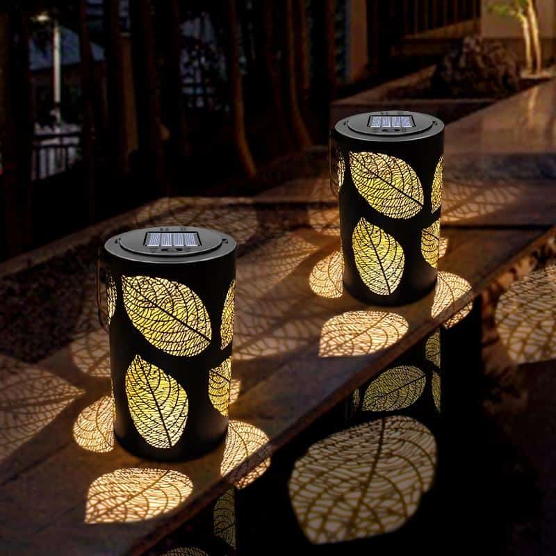 Lantern Solar Light Garden Hanging "Leaf Design"