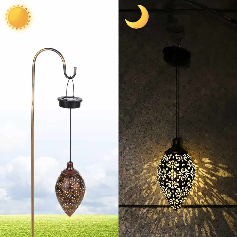 Outdoor Led Solar Lanterns Hanging "Ancient Copper" Moroccan