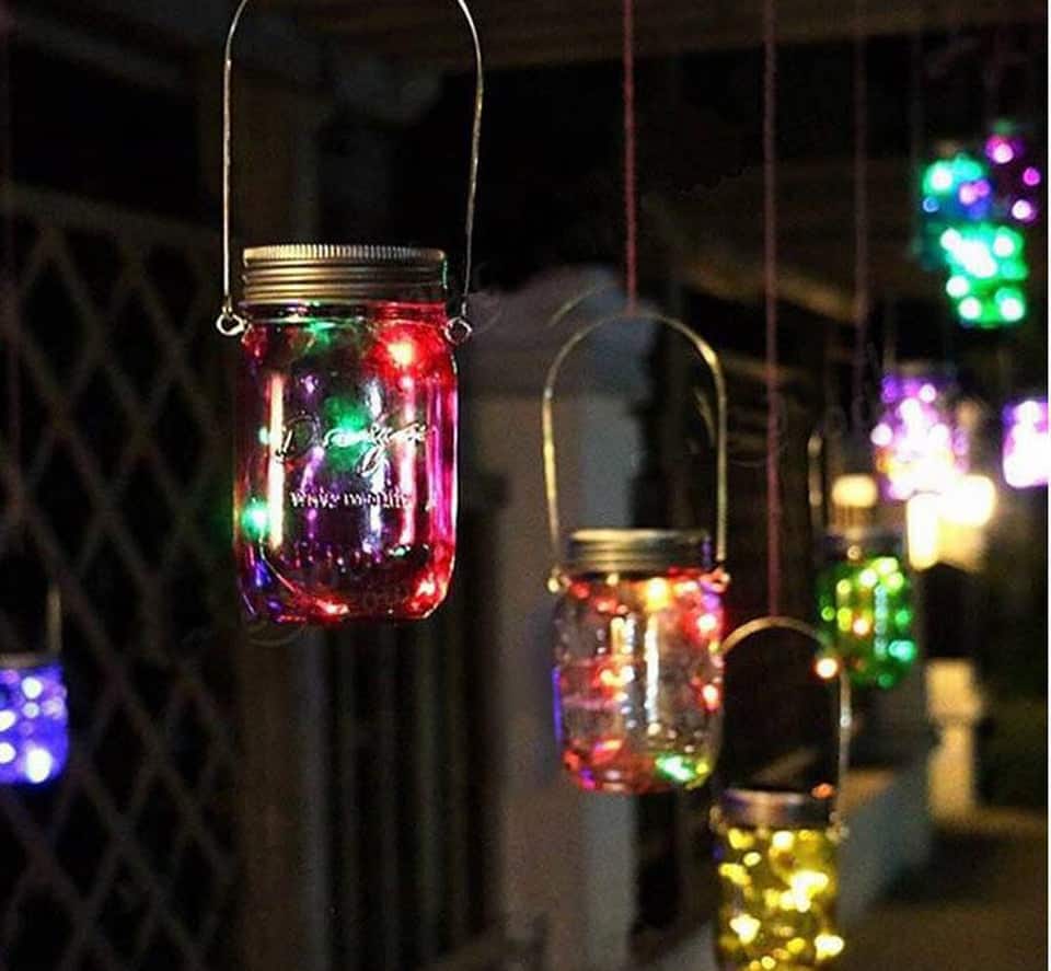 Solar Light Mason Jar Solar 10 Led Multicolor Lid