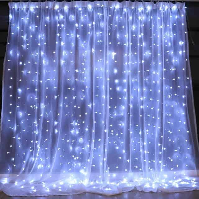 Solar String Lights White Led Curtain 300