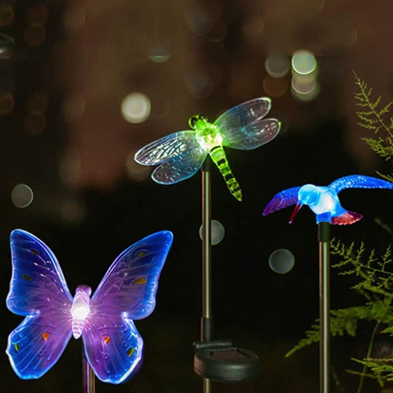 Garden Solar Lights Animals "Butterfly, Dragonfly, Hummingbird Trio"