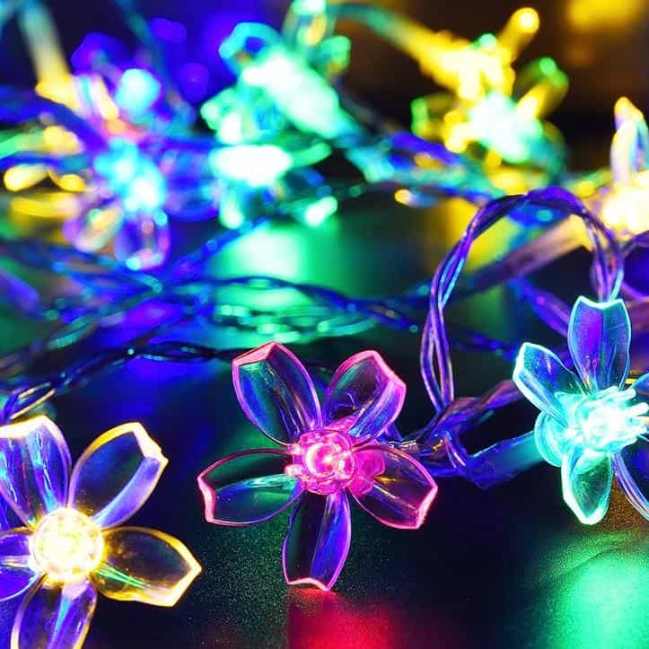Solar String Lights Peach Flower