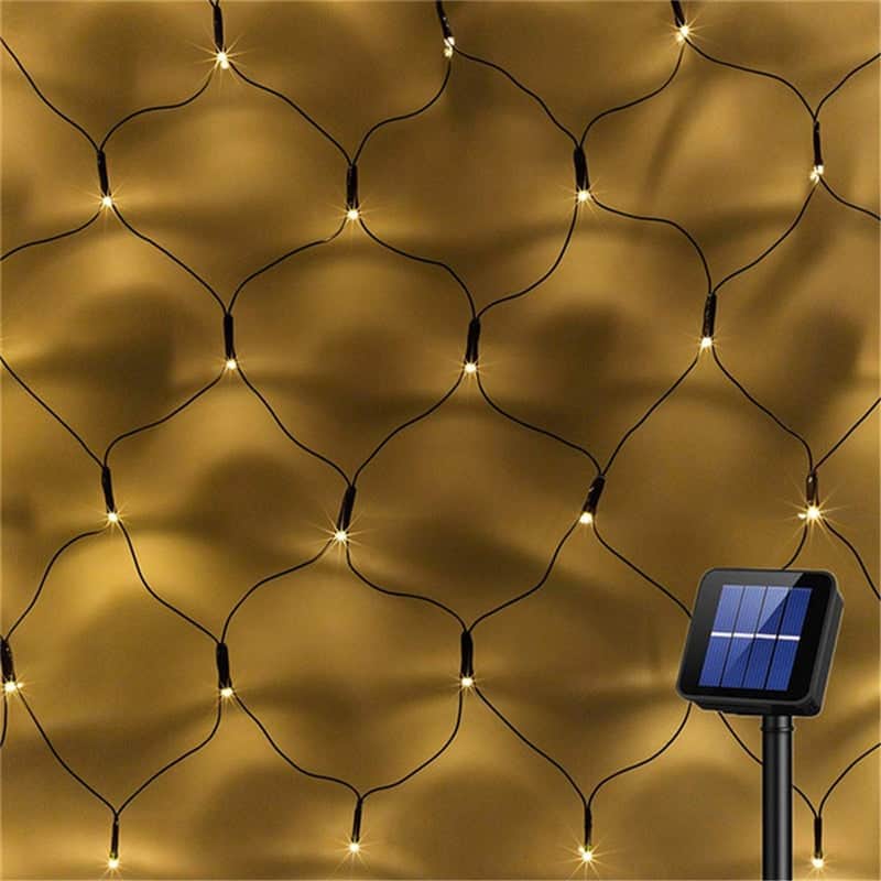 Solar String Lights Yellow Mesh Net 200 Led