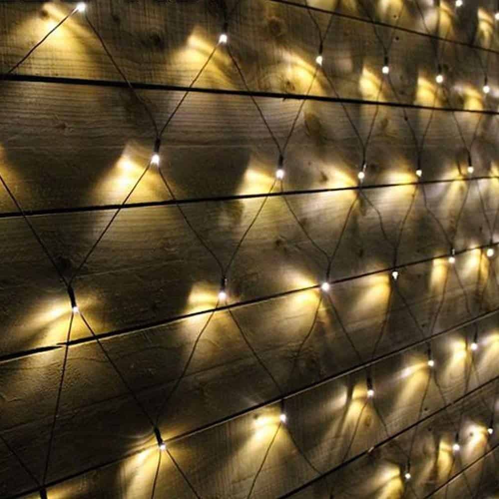 Solar String Lights Yellow Mesh Net 100 Led