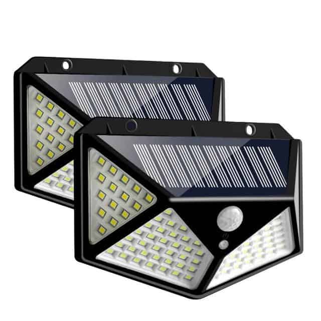 Solar Wall Lights Double Black 100 Led (2 Pcs)