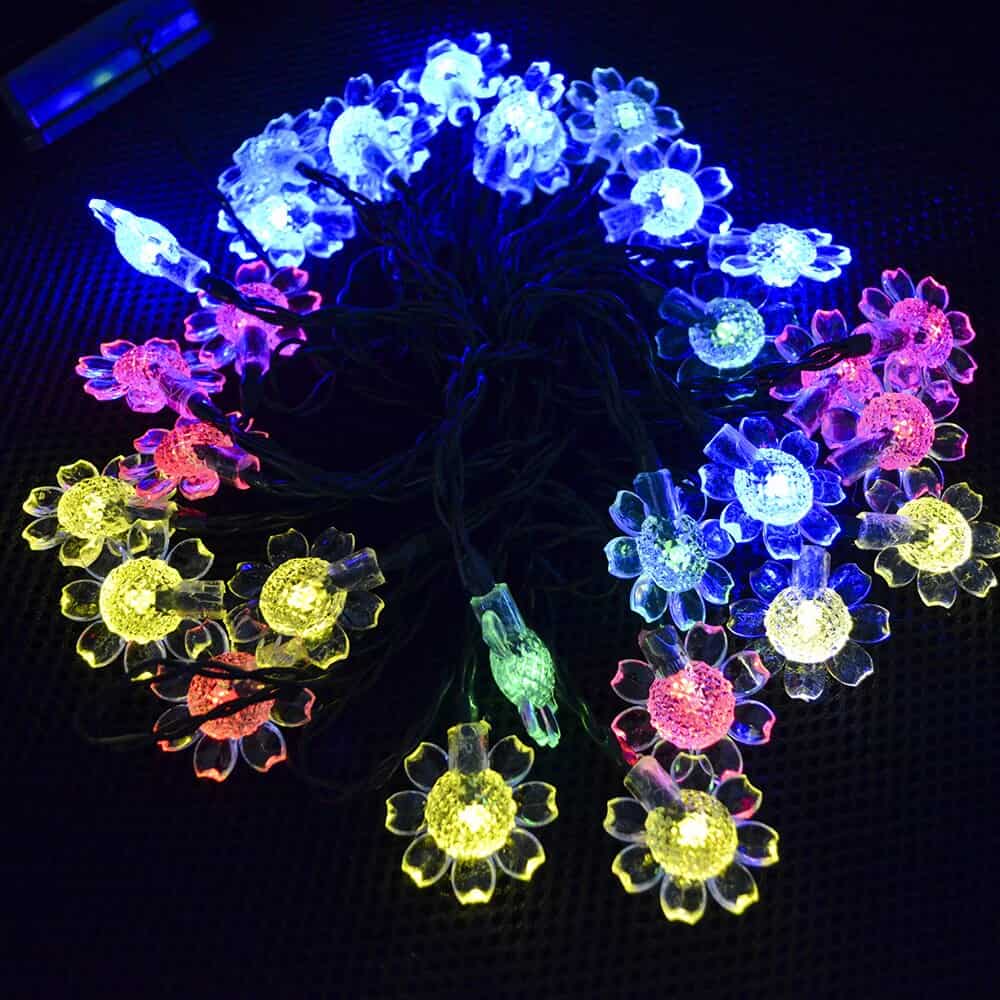 Solar String Lights Multicolor Daisy Flower