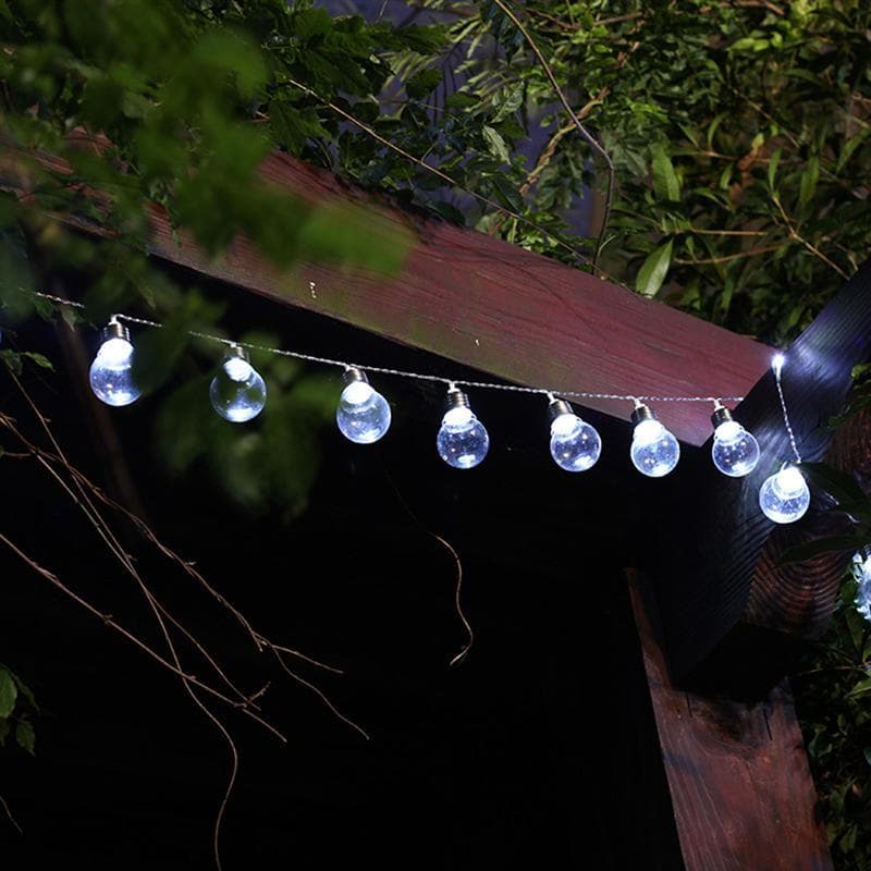 Solar String Lights 10 Clear White Led Bulbs