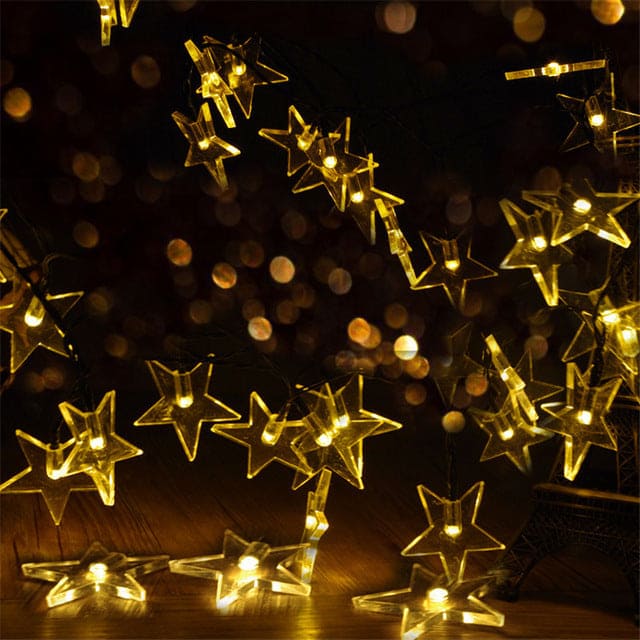 Solar String Lights Yellow Star Light
