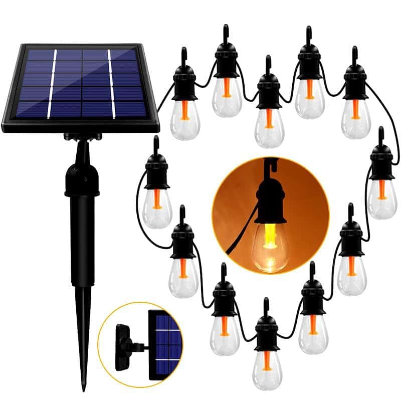 String Lights Solar Outdoor Garden 12 Led Bulb (48Ft=+10M)