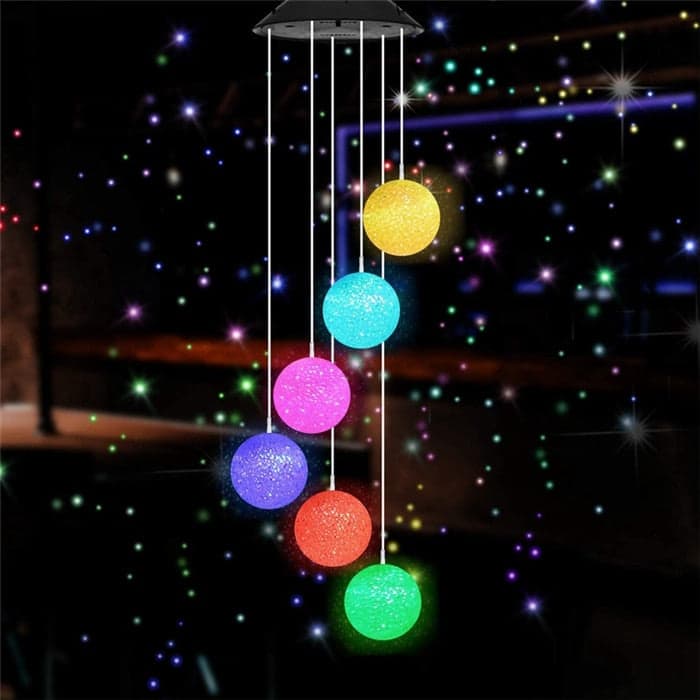 Solar Wind Chimes 6 Multicolored Balls