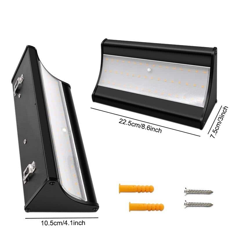 Solar External Wall Lights Stainless Steel Black 48 Led