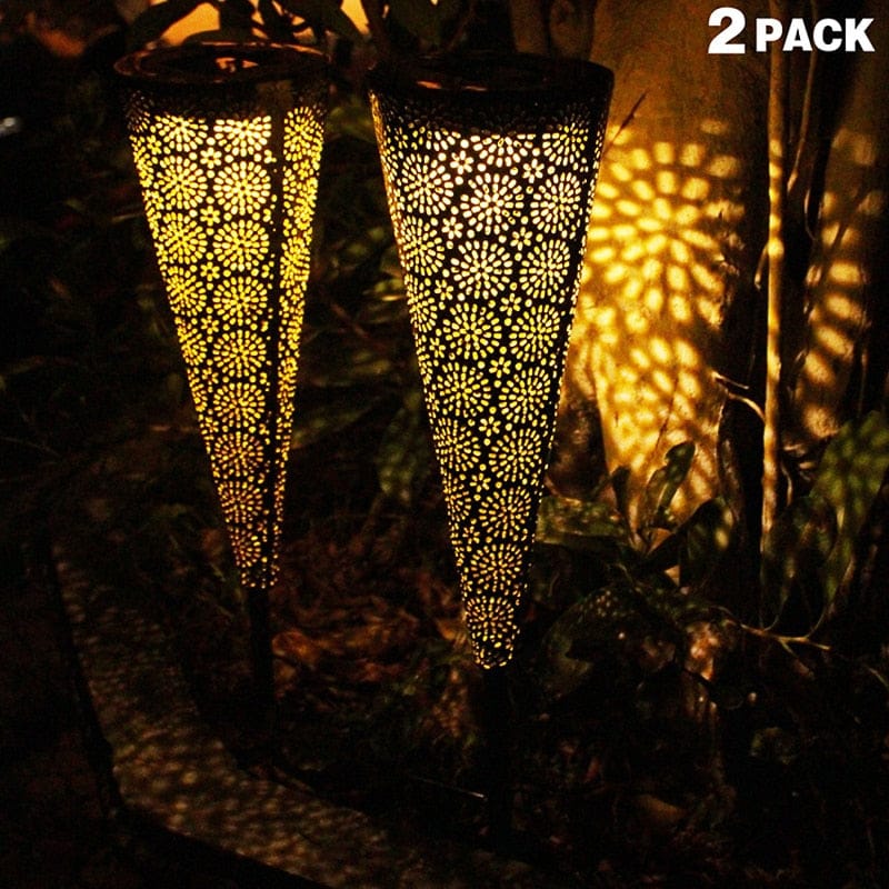 Solar Light Stake "Black Steel Cone" (2Pcs)